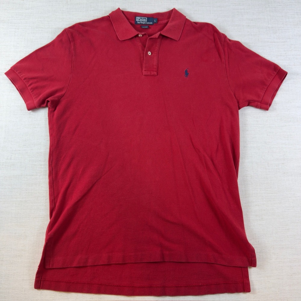 Polo Ralph Lauren Mens Red Short Sleeve Pique Cotton Polo Shirt Large Classic